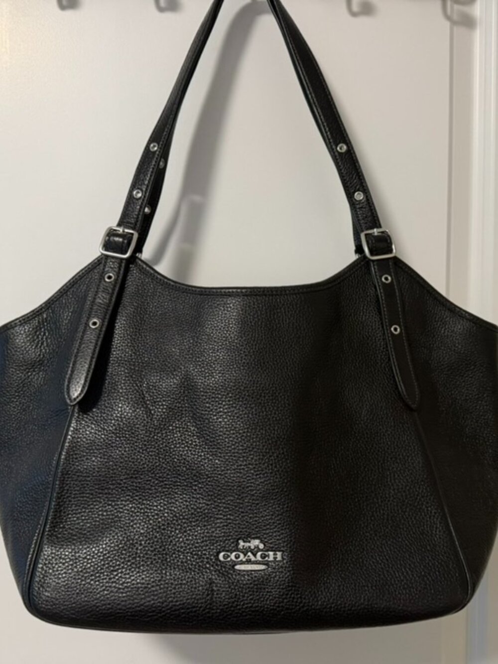 Coach Black Pebbled Leather Tote Shoulder Bag